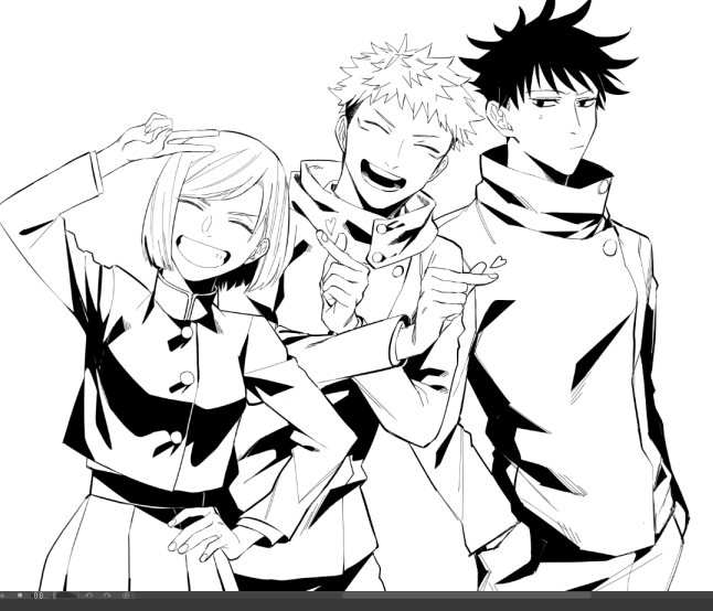 itadori yuuji, fushiguro megumi, and kugisaki nobara (jujutsu kaisen) drawn by kiyoshita