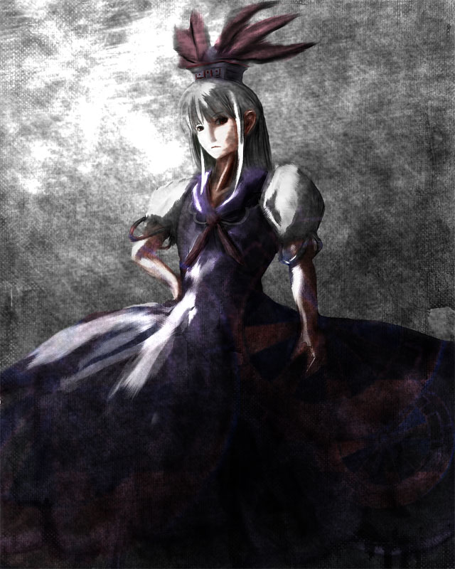 kamishirasawa keine (touhou) drawn by aojiru_(shiro_to_kuro_no_mukyou)