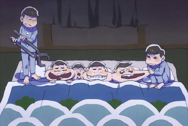 matsuno osomatsu, matsuno karamatsu, matsuno ichimatsu, matsuno jyushimatsu, matsuno choromatsu, and 1 more (osomatsu and 2 more) drawn by aoki_(fumomo)