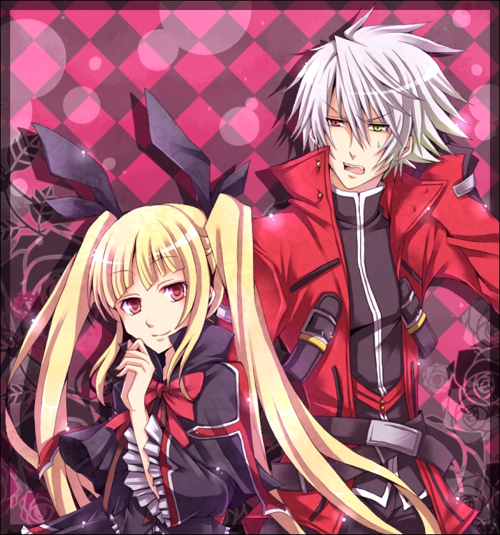 ragna the bloodedge and rachel alucard (blazblue) drawn by hinano_(tuna_neko33)