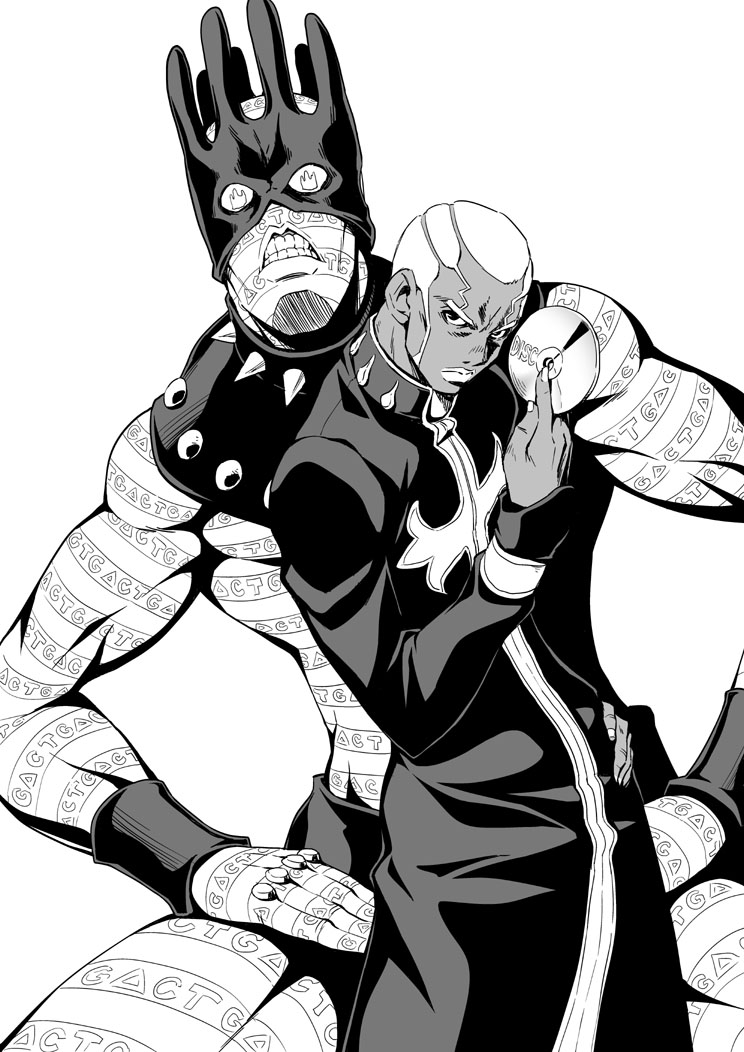 enrico pucci and whitesnake (jojo no kimyou na bouken and 1 more) drawn by onomeshin