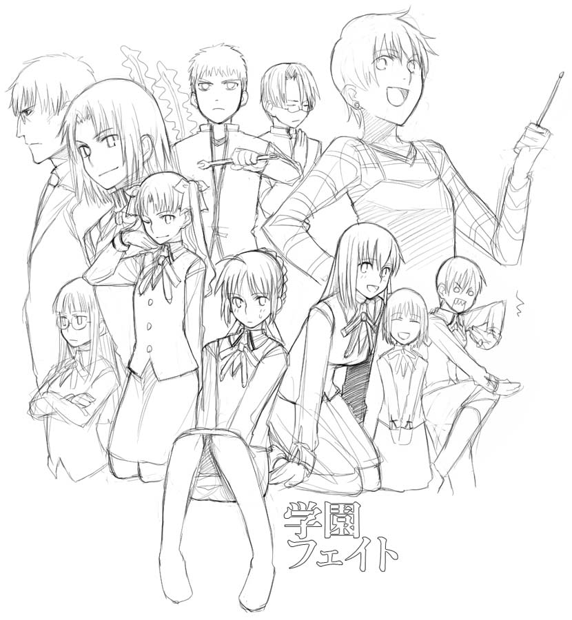 artoria pendragon, saber, tohsaka rin, emiya shirou, matou sakura, and 7 more (fate and 1 more) drawn by yu_65026