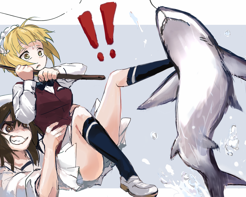 cutlass and murakami (girls und panzer) drawn by yuuyu_(777)
