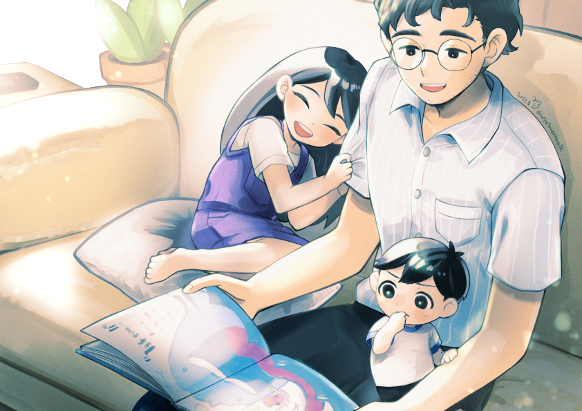 sunny, mari, humphrey, and sunny's dad (omori) drawn by 4747moonwalk