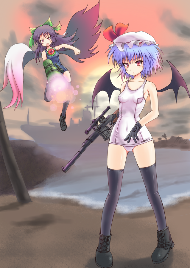 remilia scarlet and reiuji utsuho (touhou) drawn by sumapan