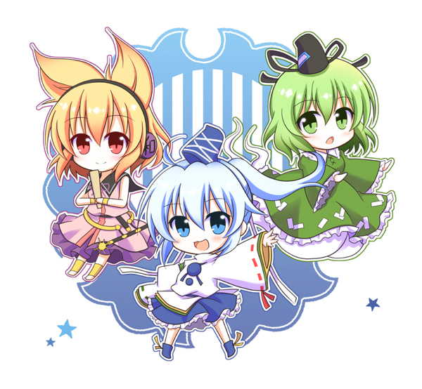 toyosatomimi no miko, mononobe no futo, and soga no tojiko (touhou) drawn by kashiwadokoro