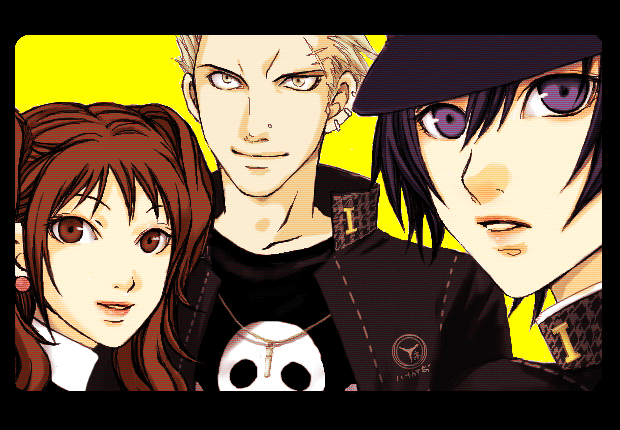 shirogane naoto, kujikawa rise, and tatsumi kanji (persona and 1 more) drawn by aoi_(blue_jay)