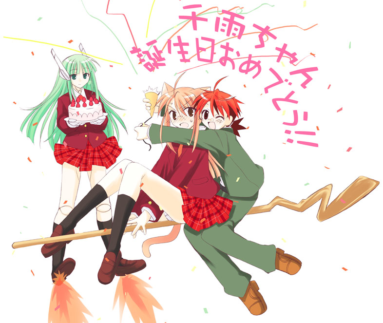 negi springfield, hasegawa chisame, and karakuri chachamaru (mahou sensei negima!) drawn by yuuma_(omaeno_meinichi)