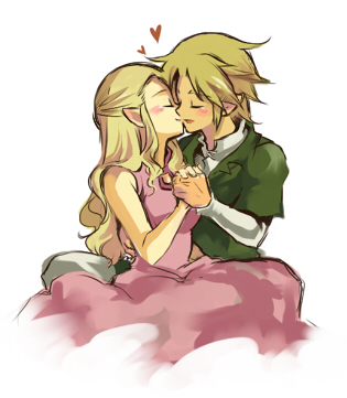 link and princess zelda (the legend of zelda) drawn by mutsuki_kaya