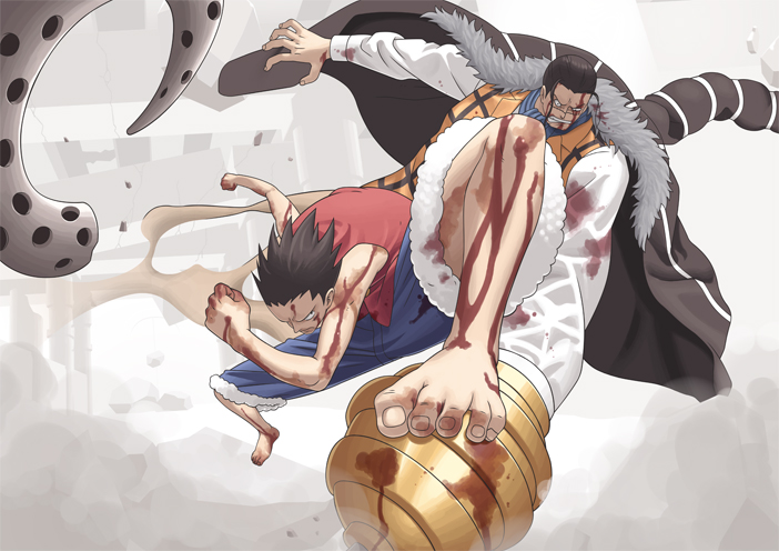 monkey d. luffy and crocodile (one piece) drawn by alsea