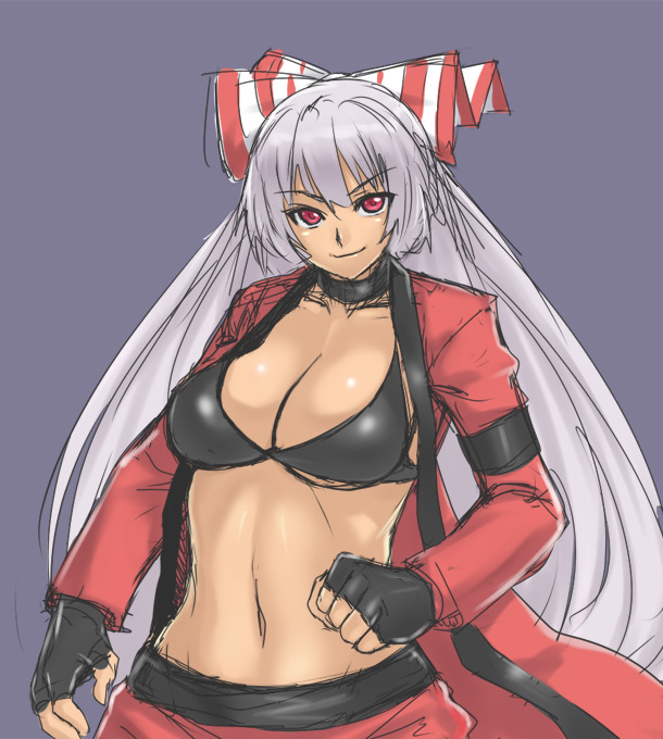 fujiwara no mokou and rugal bernstein (touhou and 1 more) drawn by houtengeki