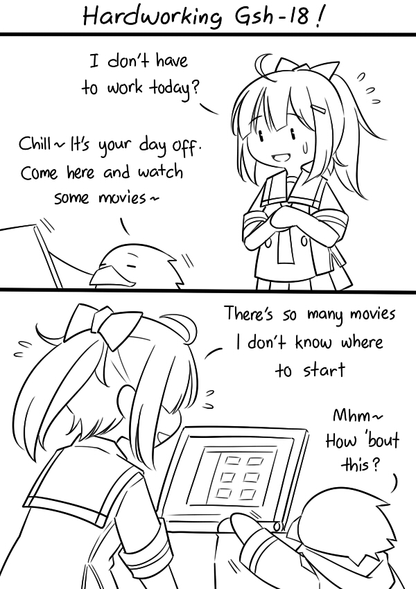 commander, little blue, gsh-18, and non-human commander (girls' frontline) drawn by guin_guin