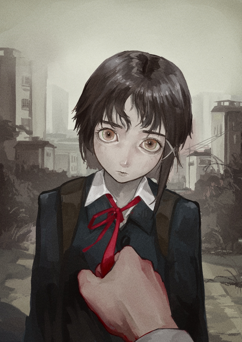 iwakura lain (serial experiments lain) drawn by bin_jiang