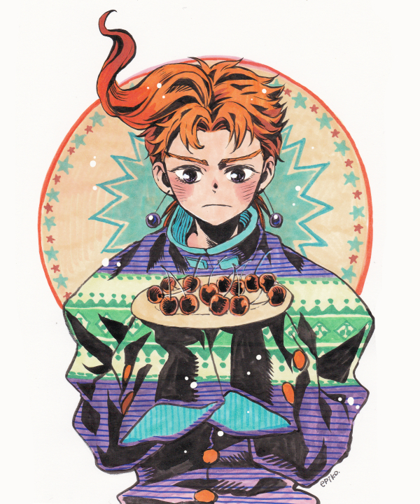 kakyoin noriaki (jojo no kimyou na bouken and 1 more) drawn by epiko_(aki)