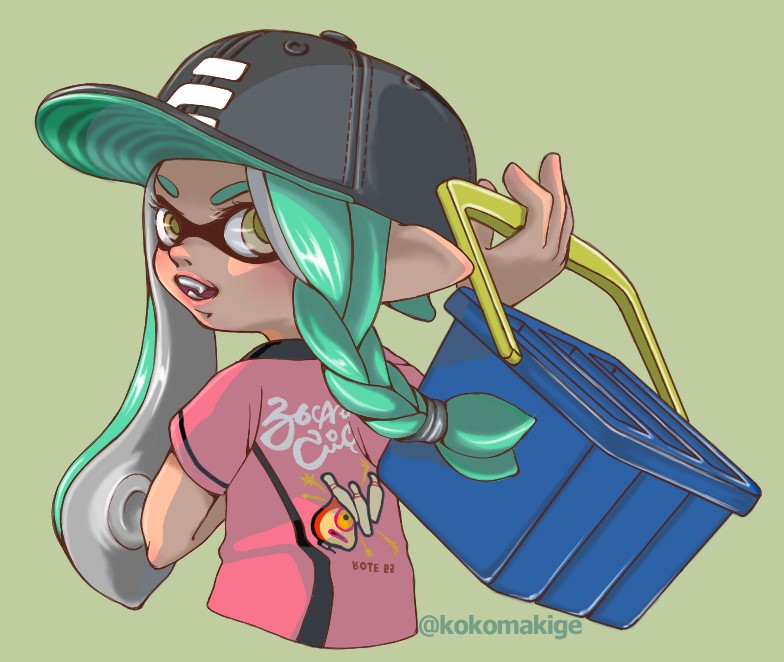 inkling player character and inkling girl (splatoon and 1 more) drawn by moguko