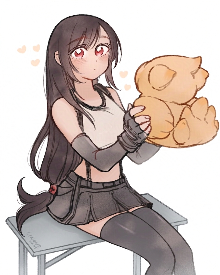 tifa lockhart (final fantasy and 3 more) drawn by linono