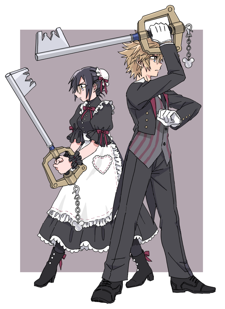 roxas and xion (kingdom hearts and 2 more) drawn by hifumi_(aiueonigiri)