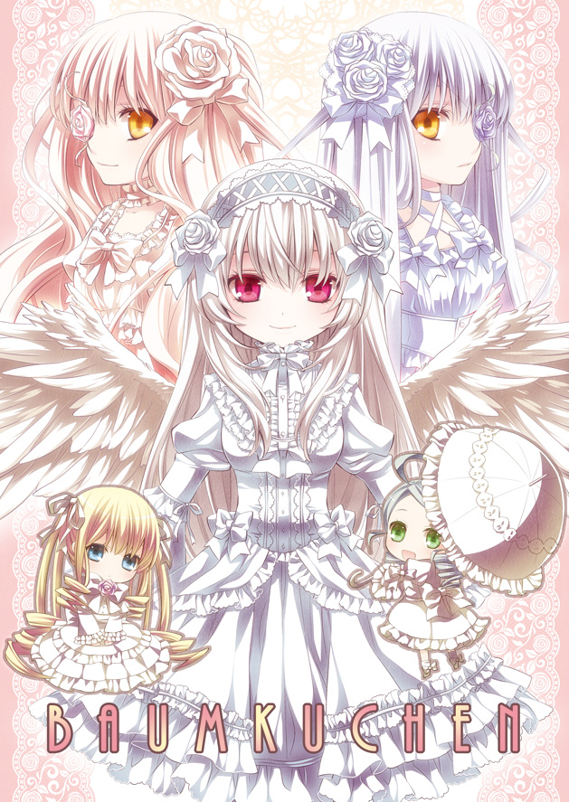 suigintou, shinku, kanaria, kirakishou, and barasuishou (rozen maiden) drawn by moru