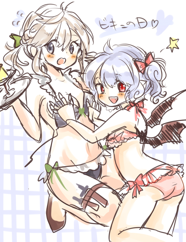 remilia scarlet and izayoi sakuya (touhou) drawn by maru_usagi