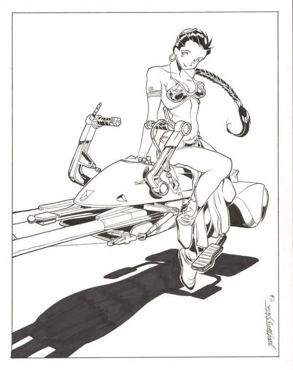 princess leia and huttslayer leia (star wars) drawn by john_staton