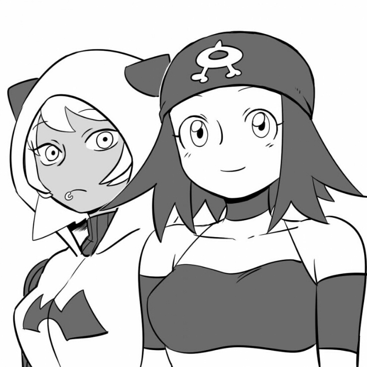 team magma grunt and team aqua grunt (pokemon and 1 more) drawn by nutkingcall