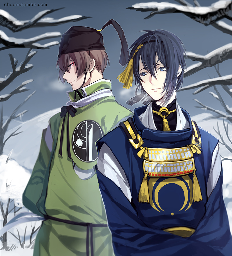 mikazuki munechika and ishikirimaru (touken ranbu) drawn by cezaria