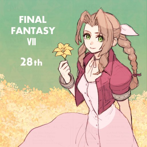 aerith gainsborough (final fantasy and 1 more) drawn by komm_ec_7