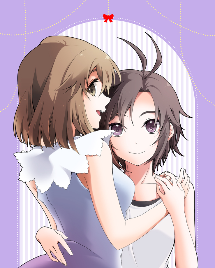 kikuchi makoto and hagiwara yukiho (idolmaster) drawn by name_row