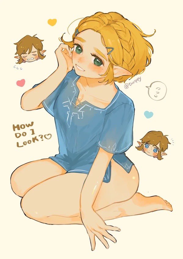 link and princess zelda (the legend of zelda and 1 more) drawn by turippy