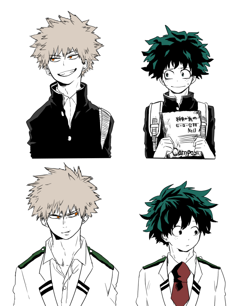 midoriya izuku and bakugou katsuki (boku no hero academia) drawn by yagiushi_(sinnpatilove)