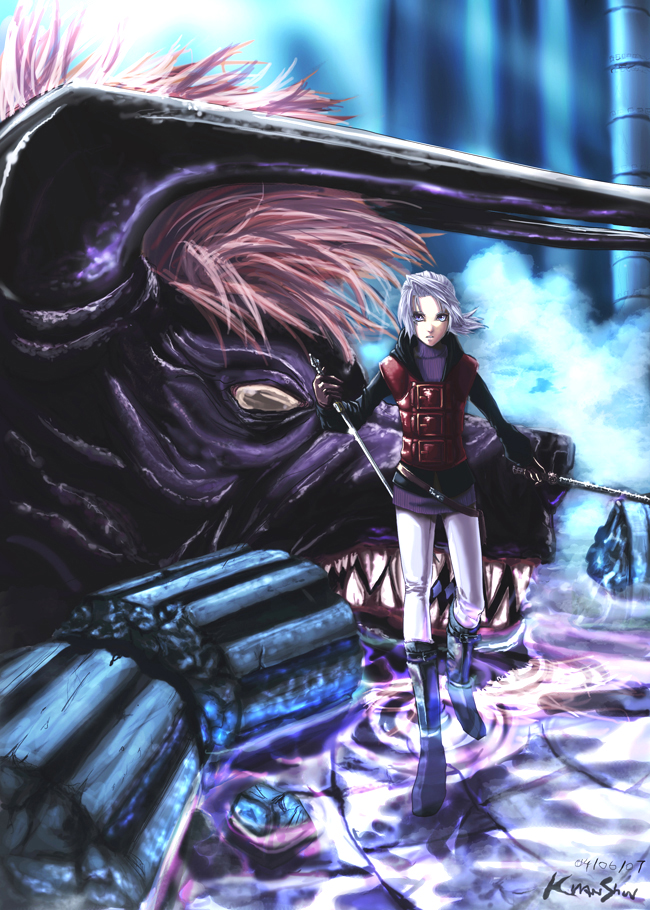 behemoth and luneth (final fantasy and 1 more) drawn by teddypocky
