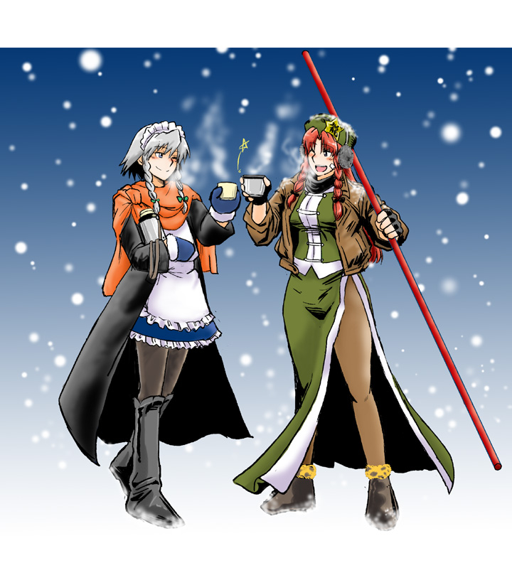 izayoi sakuya and hong meiling (touhou) drawn by azuki_osamitsu