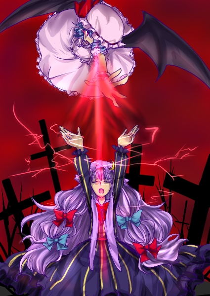 remilia scarlet and patchouli knowledge (touhou) drawn by sasara_(suguha91)