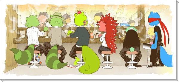flaky, flippy, splendid, nutty, lifty, and 1 more (happy tree friends) drawn by chamachama