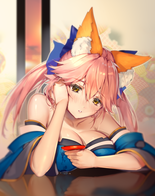 tamamo and tamamo no mae (fate and 2 more) drawn by mogullaz