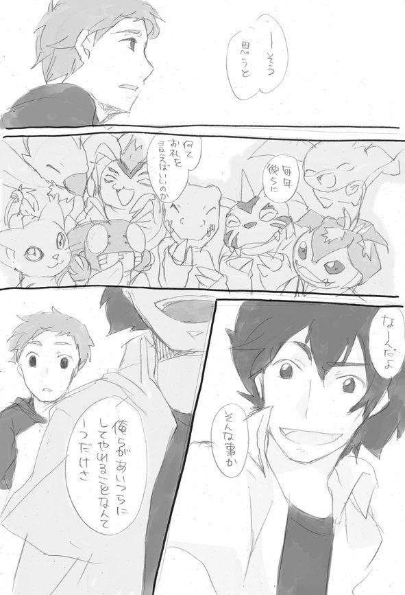 yagami taichi, tailmon, agumon, patamon, izumi koshiro, and 5 more (digimon and 1 more) drawn by 56