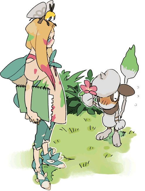 ribombee, mina, and smeargle (pokemon and 1 more) drawn by su_(dotsu)