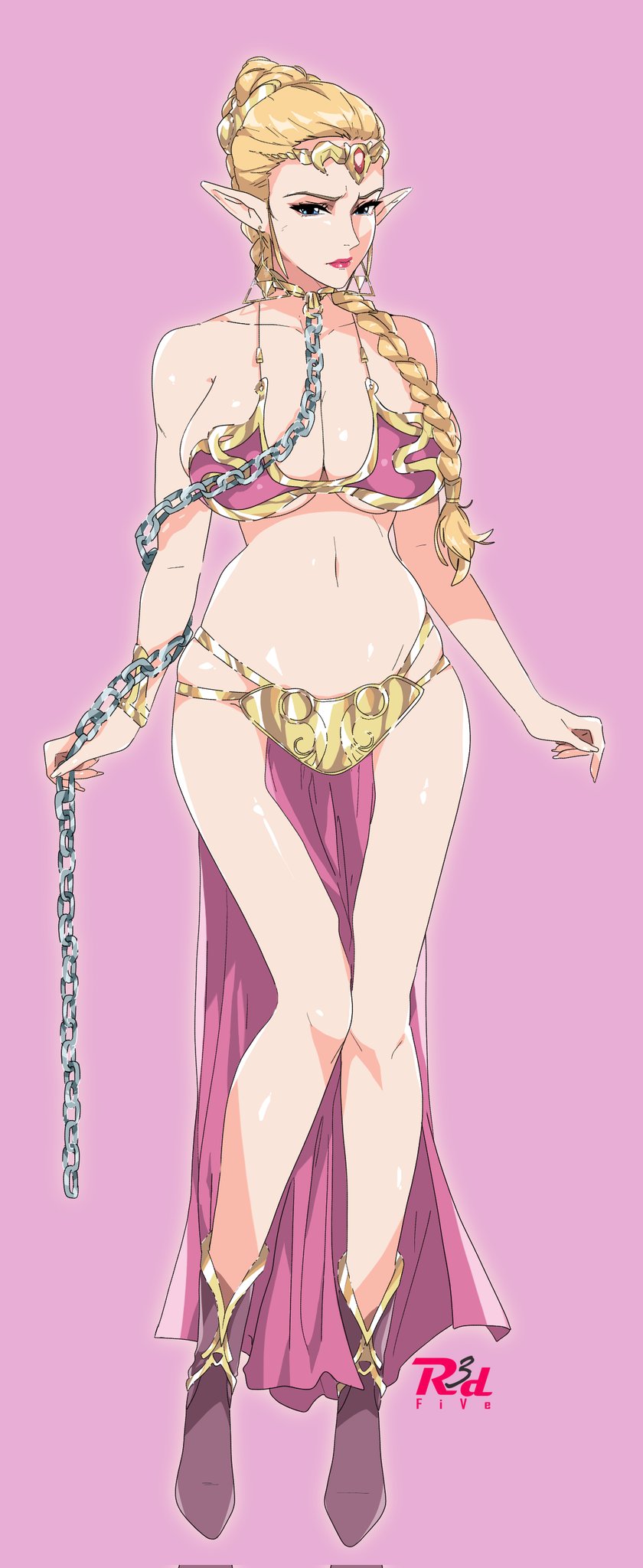 princess zelda, princess leia, and huttslayer leia (the legend of zelda and 3 more) drawn by r3dfive
