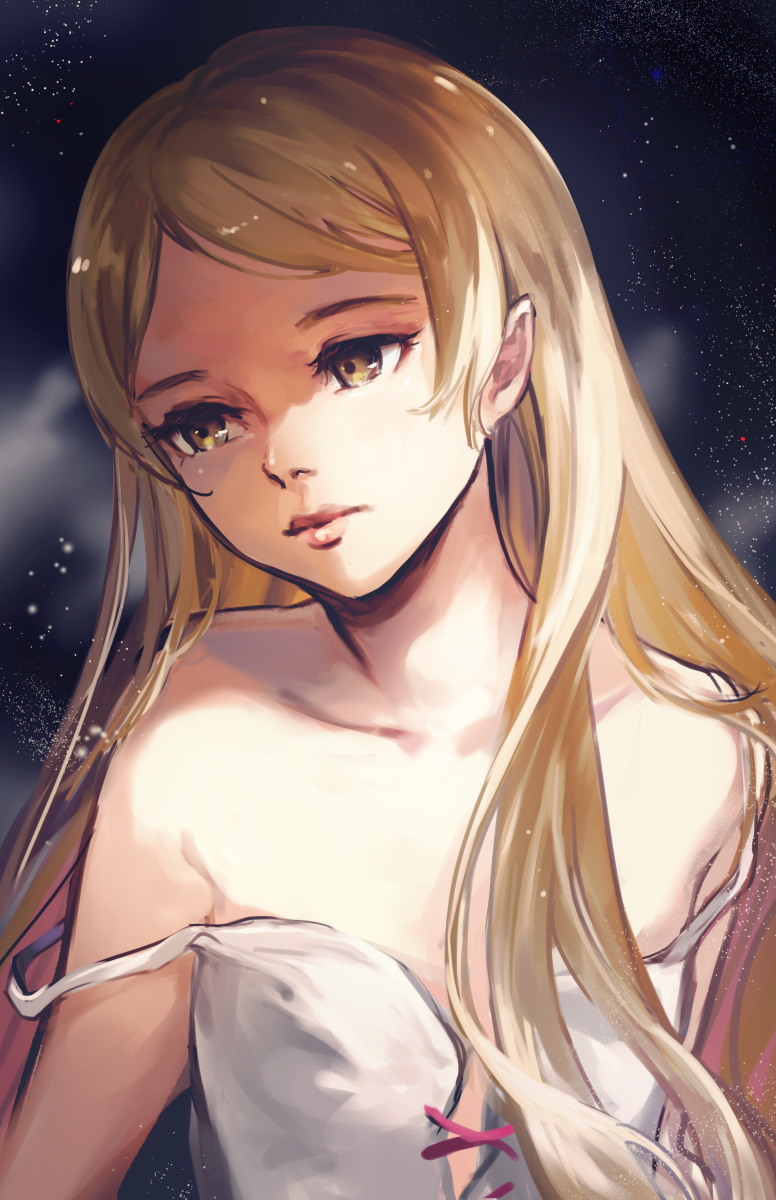 oshino shinobu (monogatari and 2 more) drawn by k_(sktchblg)