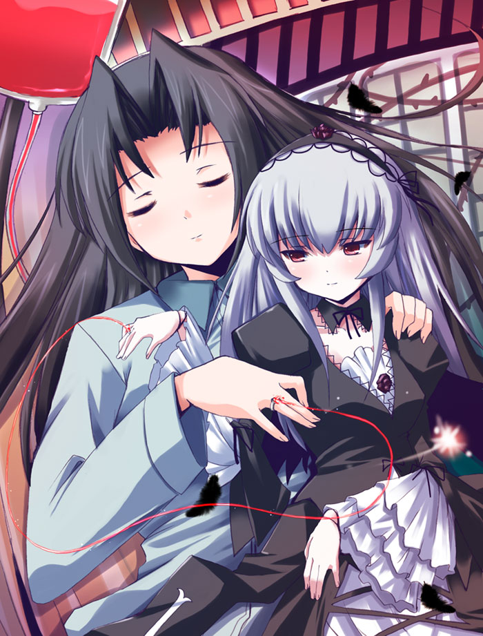 suigintou and kakizaki megu (rozen maiden) drawn by shinshin