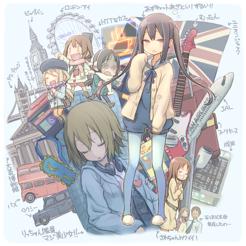 akiyama mio, nakano azusa, hirasawa yui, tainaka ritsu, kotobuki tsumugi, and 3 more (k-on! and 2 more) drawn by kuinji_51go