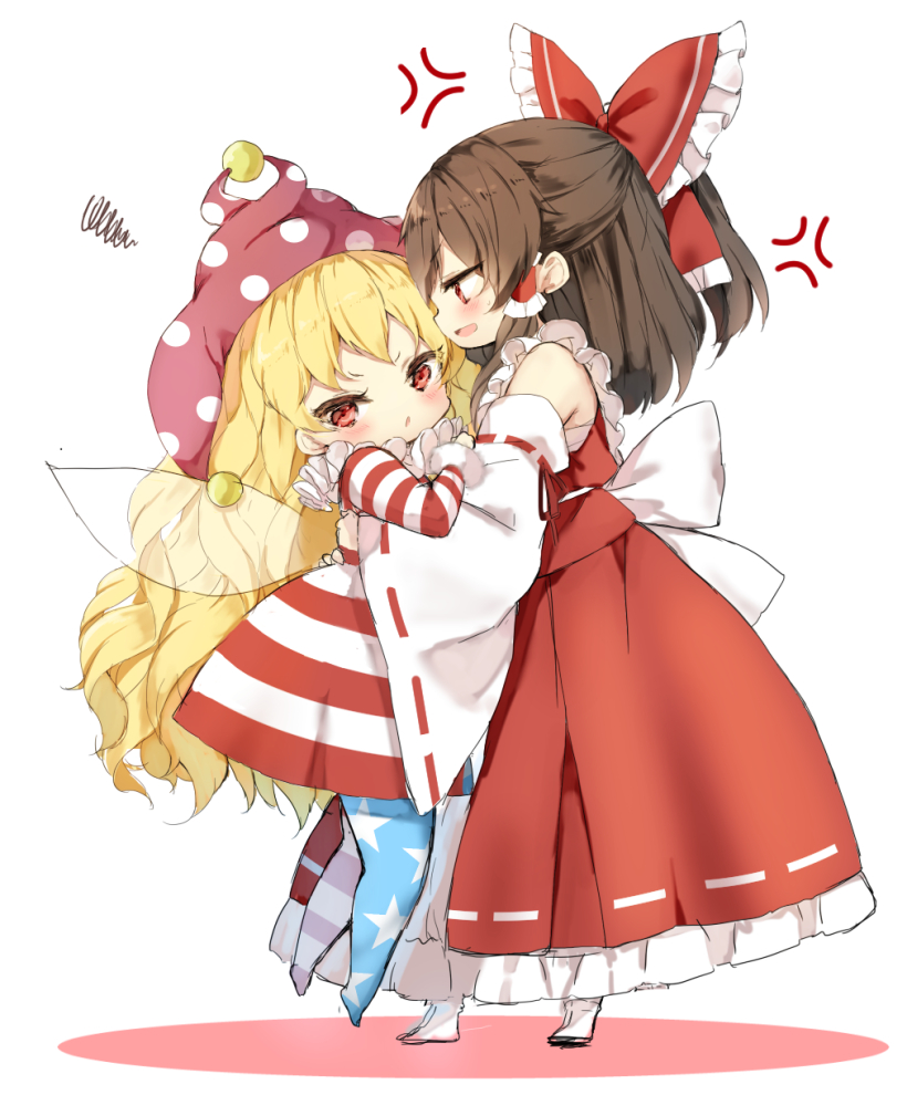 hakurei reimu and clownpiece (touhou and 1 more) drawn by piyokichi