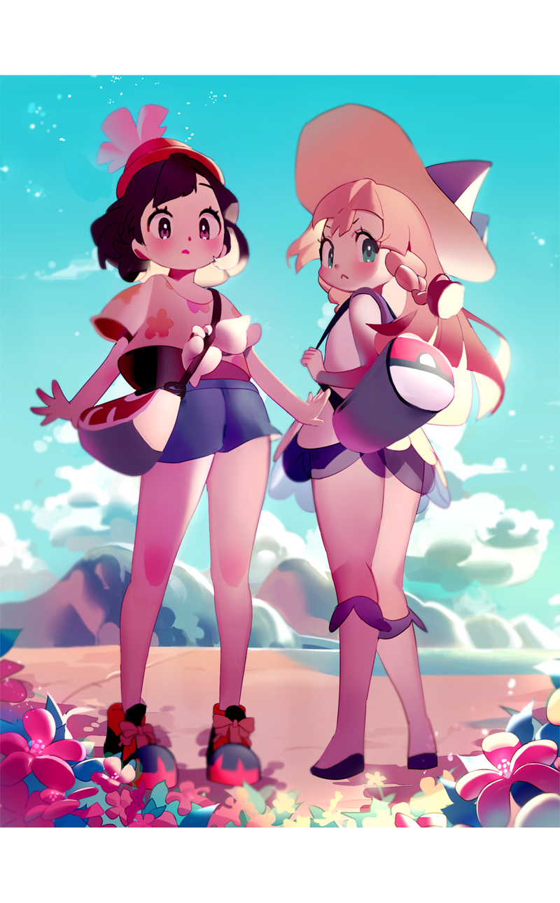 lillie and selene (pokemon and 1 more) drawn by vivinos