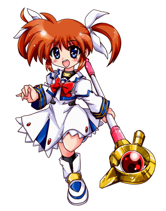takamachi nanoha and raising heart (lyrical nanoha and 1 more) drawn by zipang_(zip@ng_works)