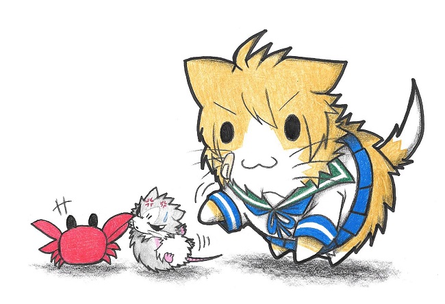 admiral, oboro, and non-human admiral (kantai collection) drawn by neko_kyo