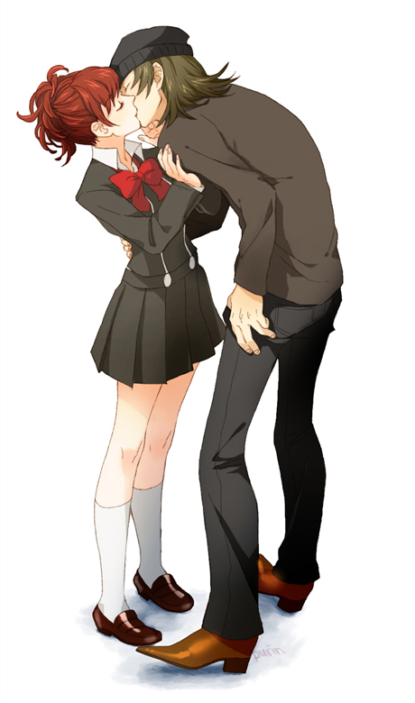 shiomi kotone and aragaki shinjirou (persona and 2 more) drawn by purin_(iddunpg)