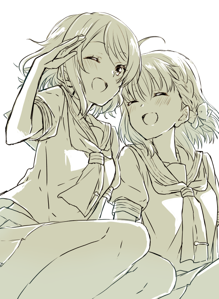 watanabe you and takami chika (love live! and 1 more) drawn by sahara_(charlotte)