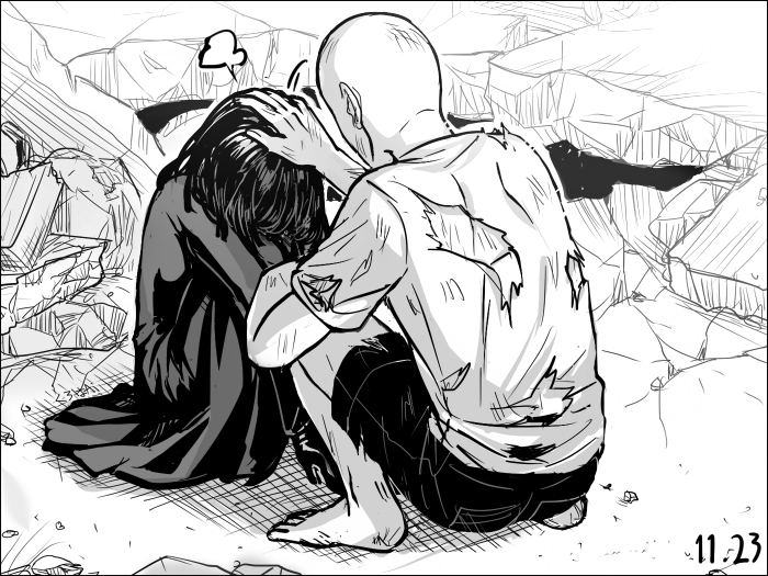 fubuki and saitama (one-punch man) drawn by kuroha_ai