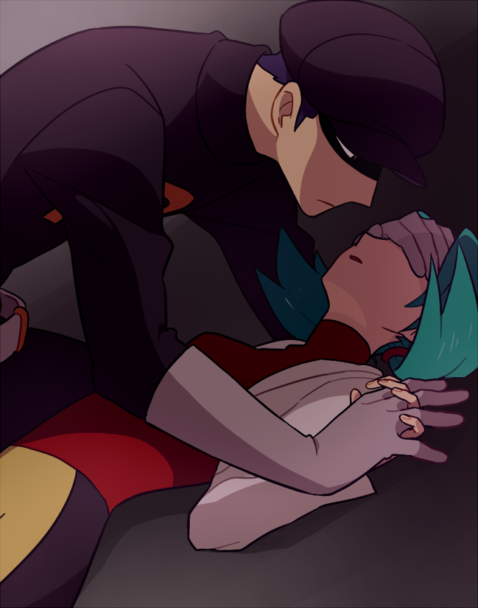 kris and team rocket grunt (pokemon and 1 more) drawn by li_sakura