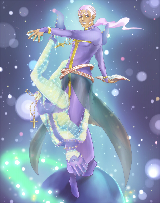 enrico pucci and whitesnake (jojo no kimyou na bouken and 1 more) drawn by shakata_(ozi3)